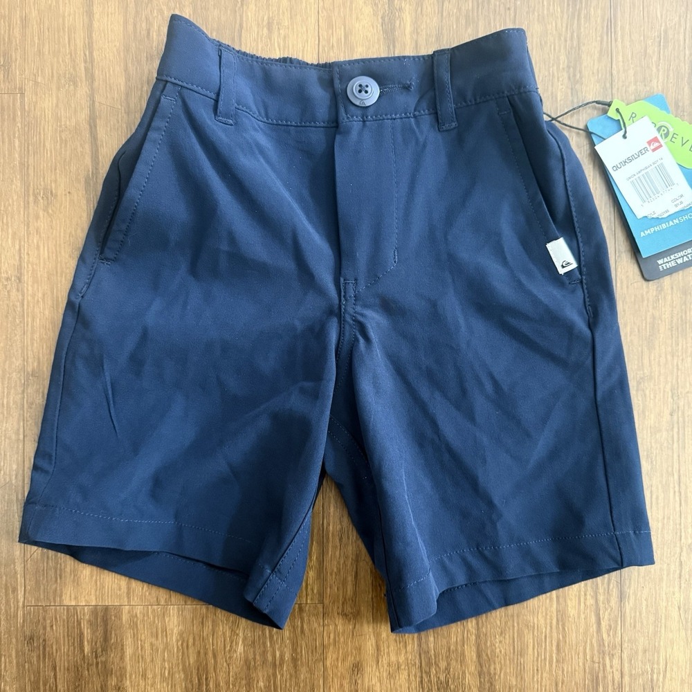 Quiksilver Amphibian Short Blue Boys 4 Stretch Hybrid Chino Board Swim Trunk